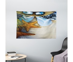 Tropical Beach Seashell Wide Tapestry