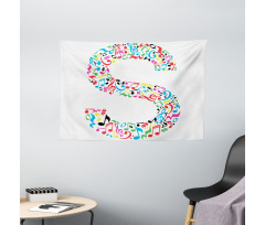 S with Musical Pattern Wide Tapestry