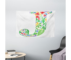 Initials Tropic Flower Wide Tapestry