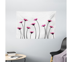 Pink Daisy Blossoms Wide Tapestry