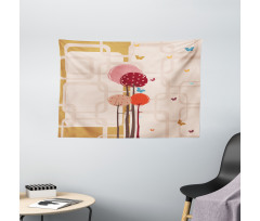 Colorful Trees Butterfly Wide Tapestry