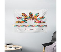 Pastel Colored Plumes Wide Tapestry