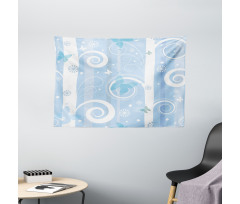 Snowflakes Butterfly Wide Tapestry