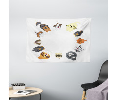 Various Cartoon Dog Design Wide Tapestry