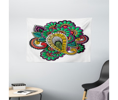 Vivid Colored Pattern Art Wide Tapestry