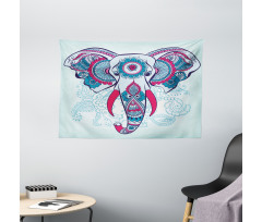 Doodle Elephant Design Wide Tapestry