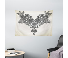 Far Eastern Vintage Artwork Wide Tapestry