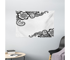 Floral Oriental Art Ornament Wide Tapestry