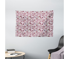Abstract Square Shape Wide Tapestry