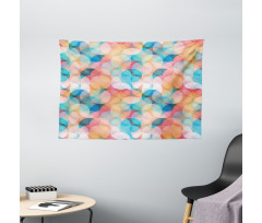 Pastel Mosaic Circles Wide Tapestry