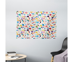 Retro Oval Shapes Wide Tapestry
