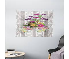 Colorful Bouquet on Curls Wide Tapestry