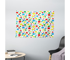 Multicolored Polka Dots Wide Tapestry