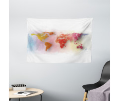 Watercolor World Map Wide Tapestry
