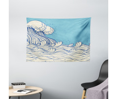 Abstract Doodle Wave Wide Tapestry