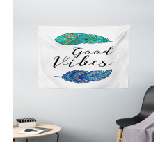 Boho Feathers Wide Tapestry