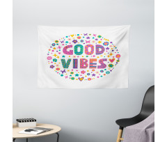 Word Art Positive Wide Tapestry