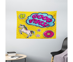 Unicorn Donut Fun Wide Tapestry