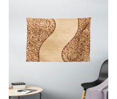 Monochrome Tones Ornate Wood Wide Tapestry