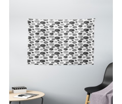 Circular Doodles Dots Wide Tapestry