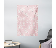 Pink Owls Birds Floral Tapestry