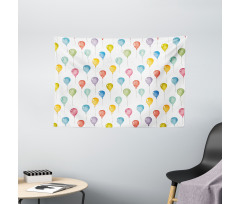 Flying Watercolor Balloons Wide Tapestry