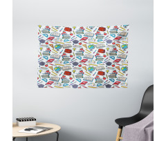 School Student Supplies Wide Tapestry