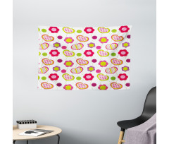 Patchwork Flowers Hearts Wide Tapestry
