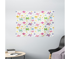 Spring Daisies Dots Sketch Wide Tapestry