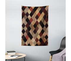 Antique Brown Toned Grid Tapestry