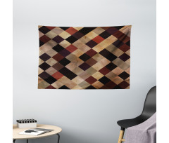 Antique Brown Toned Grid Wide Tapestry