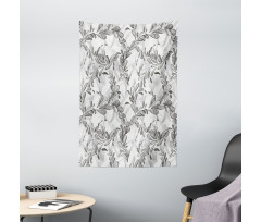 Monochrome Sketch Leaf Tapestry