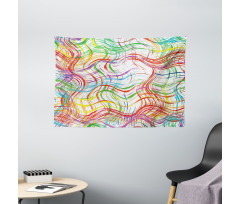 Wavy Colorful Stripes Wide Tapestry