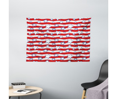 Horizontal Wavy Stripes Wide Tapestry