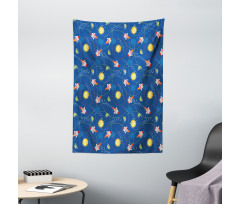 Little Cartoon Rocket Tapestry