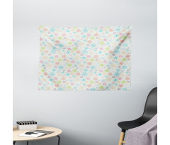 Colorful Doodle Snow Wide Tapestry