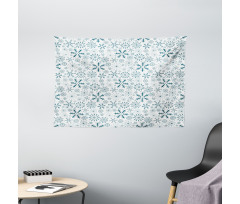 Merry Xmas Snowflakes Wide Tapestry