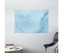 Soft Snowfall on Blue Wide Tapestry