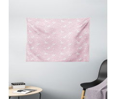Soft Pink Floral Wide Tapestry