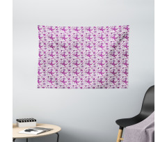 Purple Color Fauna Wide Tapestry