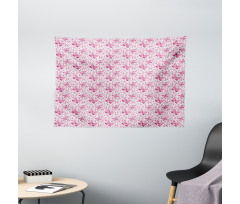 Pink Flowers Wide Tapestry