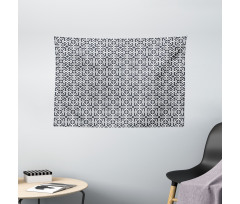 Dark Swirls Squares Wide Tapestry