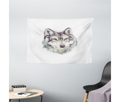 Hand Drawn Canine Head Wide Tapestry