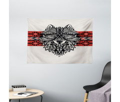 Tattoo Style Animal Face Wide Tapestry