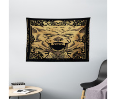 Card Style Angry Animal Wide Tapestry