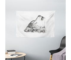 Monochrome Sketch Canine Wide Tapestry