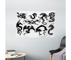 Oriental Monochrome Wide Tapestry