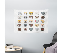 Cartoon Felines Wide Tapestry