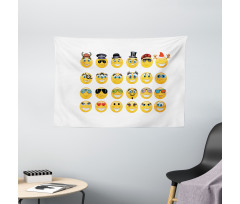Cartoon Faces Viking Wide Tapestry