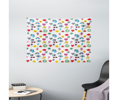 Pop Art Style Watermelon Wide Tapestry